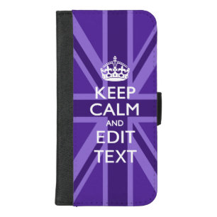 Purple Accent Keep Calm And Your Text Union Jack iPhone 8/7 Plus Wallet Case