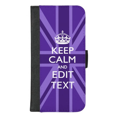 Purple Accent Keep Calm And Your Text Union Jack iPhone 87 Plus Wallet Case