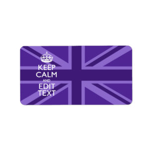 Purple Accent Keep Calm And Your Text Union Jack Label