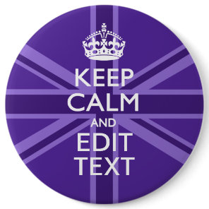 Purple Accent Keep Calm And Your Text Union Jack Pinback Button