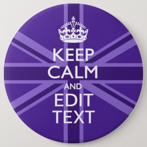 Purple Accent Keep Calm And Your Text Union Jack Pinback Button