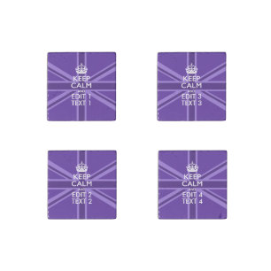 Purple Accent Keep Calm And Your Text Union Jack Stone Magnet