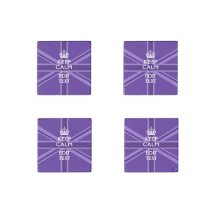 Purple Accent Keep Calm And Your Text Union Jack Stone Magnet
