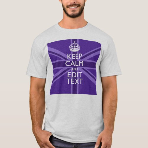 Purple Accent Keep Calm And Your Text Union Jack T_Shirt