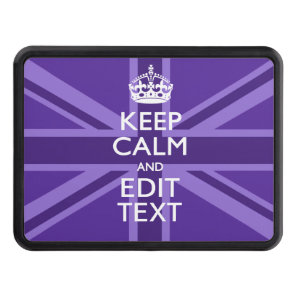 Purple Accent Keep Calm And Your Text Union Jack Trailer Hitch Cover