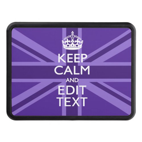 Purple Accent Keep Calm And Your Text Union Jack Trailer Hitch Cover