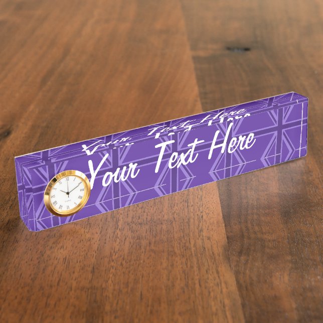 Purple Accent Union Jack Decor Desk Name Plate (Side)