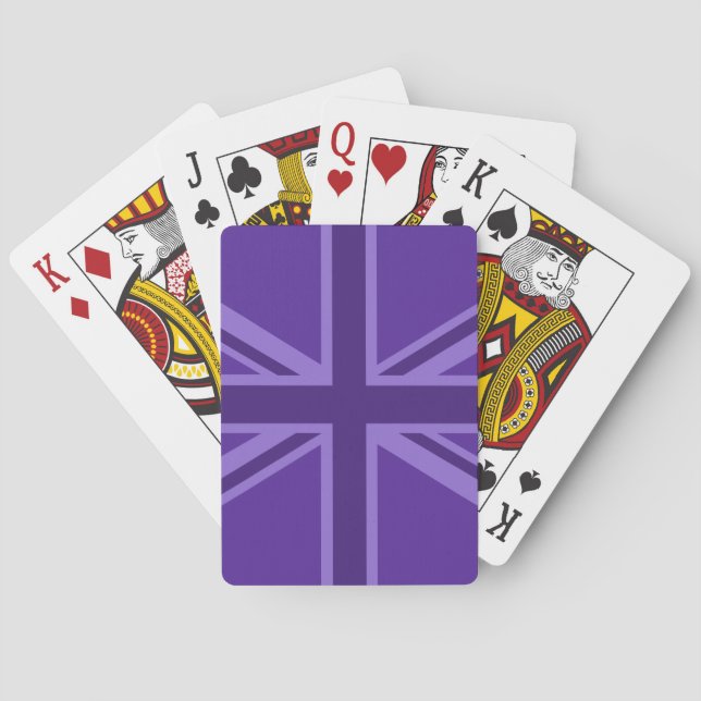 Purple Accent Union Jack Decor Poker Cards (Back)