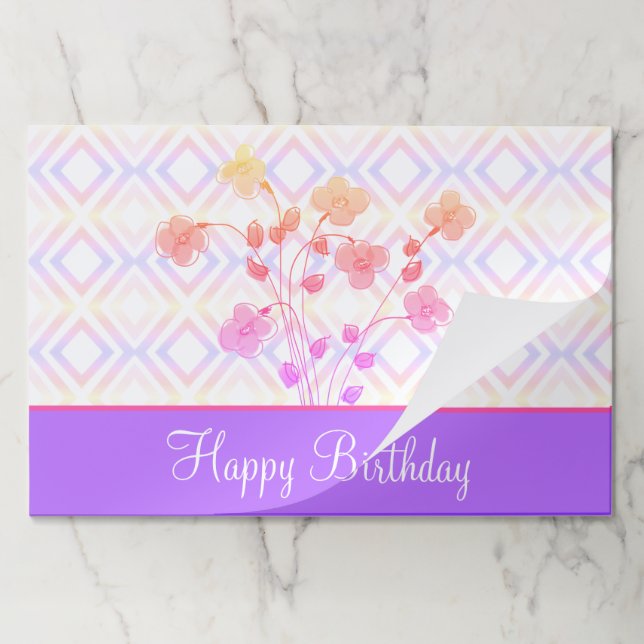 Purple Accented Paper Place Mats 25 Piece Set (Folded)