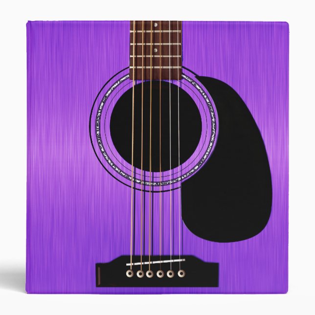 Purple Acoustic Guitar 3 Ring Binder (Front)
