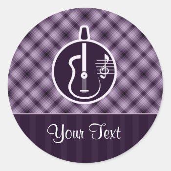 Purple Acoustic Guitar Classic Round Sticker by MusicPlanet at Zazzle