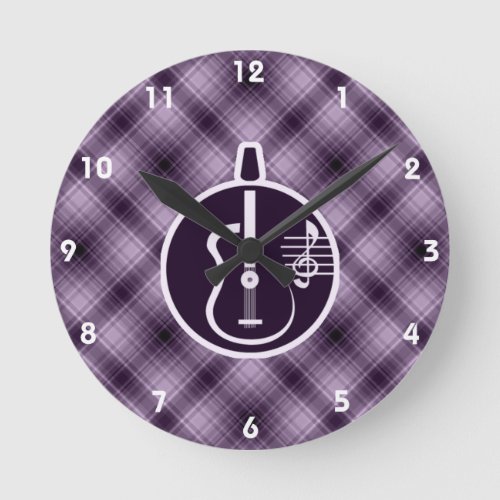 Purple Acoustic Guitar Round Clock