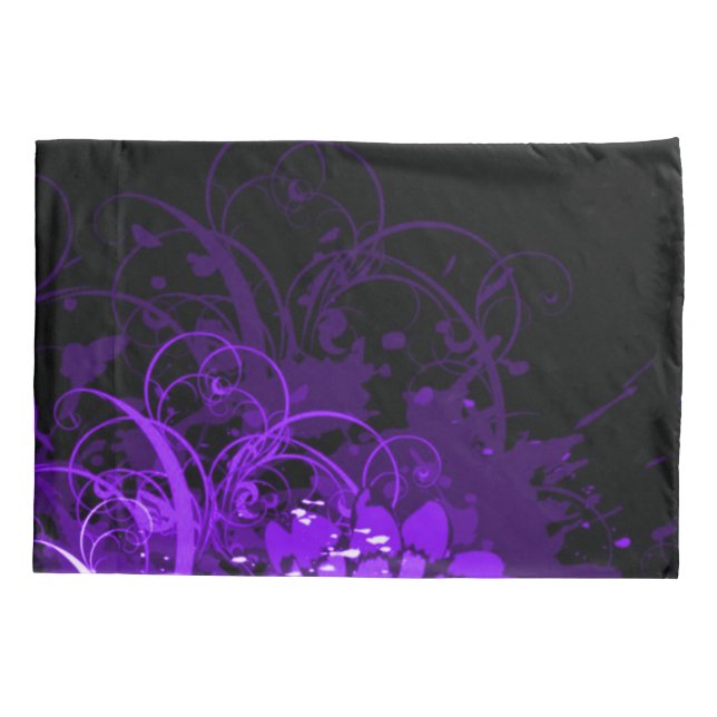 Purple Acrylic Floral Abstract Pillow Case (Back)