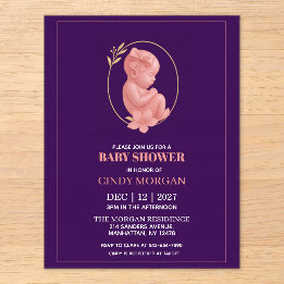 Purple Acrylic Invitation - Baby Shower