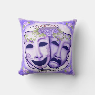 Purple Actor Masks Throw Pillow