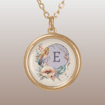 Purple add initial floral gold plated necklace<br><div class="desc">Adorn yourself with this charming Zazzle necklace, featuring a delicate floral design. Personalize it with your initial in purple to make it uniquely yours! Perfect for any occasion, this necklace adds a touch of elegance and a pop of color to your outfit. It’s a beautiful way to celebrate your individuality...</div>