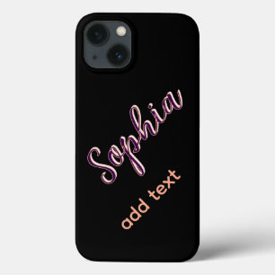 purple add name girl boss text black elegant iPhone 13 case