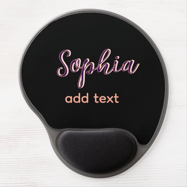 purple add name girl boss text black elegant gel mouse pad (Front)