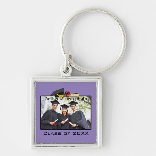 Purple Add your Photo / Year Graduation Keychain (Front)