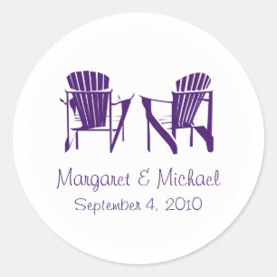 Purple Adirondack Chairs Wedding Classic Round Sticker