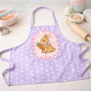 Purple Adorable Bunny Carrot & Daisy Apron