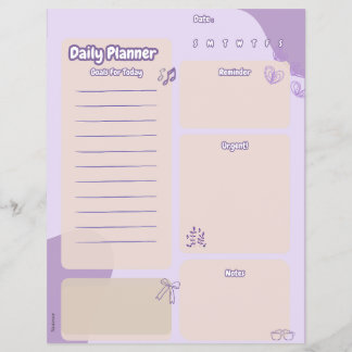 Purple Aesthetic Daily Planner Page