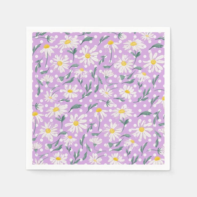 PURPLE AESTHETIC SPRING FLORAL DAISY DECOUPAGE NAPKINS (Front)