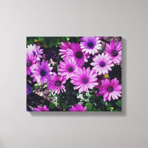 Purple African Daisies Crackled Look Canvas Print