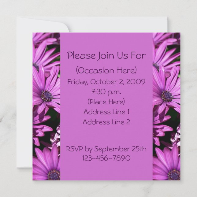 Purple African Daisies Floral  Invitation (Front)