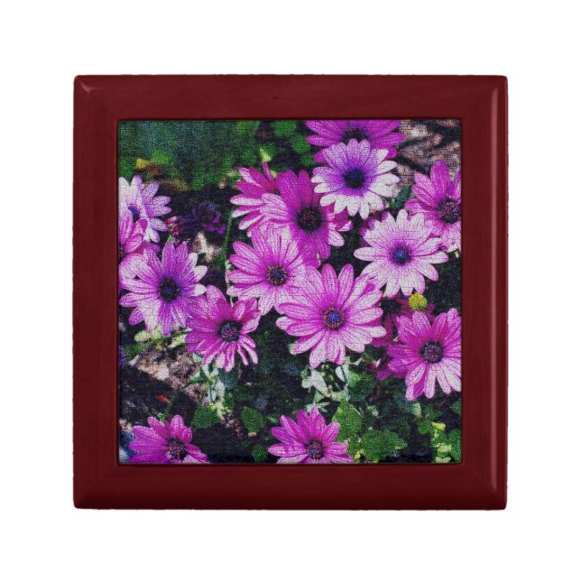 Purple African Daisies Flower Art Gift Box (Front)
