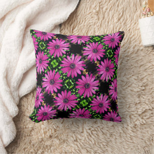 Purple African Daisy Flower Pattern Throw Pillow