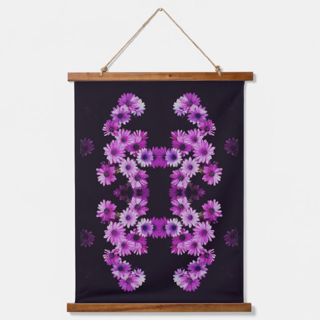 Purple African Daisy Flowers Abstract   Hanging Tapestry (Front)