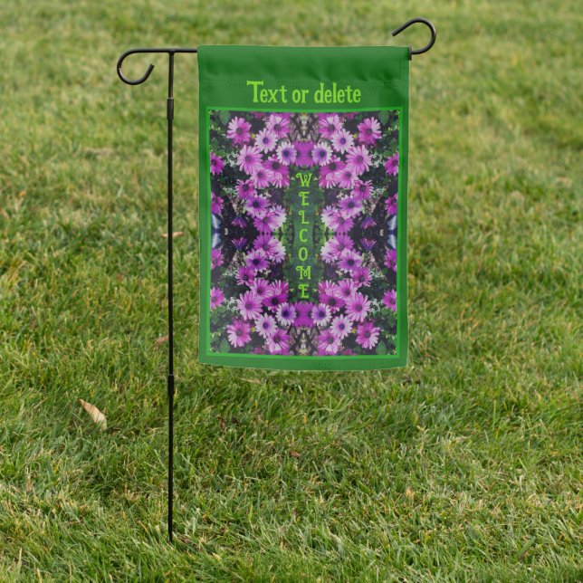 Purple African Daisy Flowers Abstract Personalized Garden Flag (In SItu)