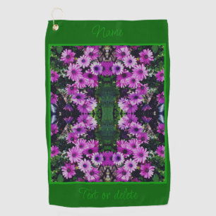 Purple African Daisy Flowers Abstract Personalized Golf Towel