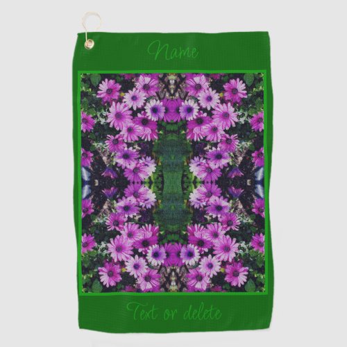 Purple African Daisy Flowers Abstract Personalized Golf Towel