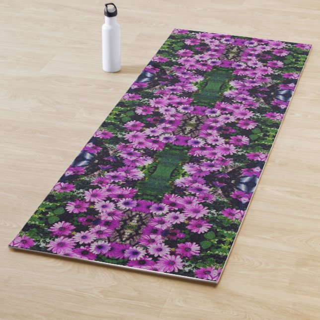 Purple African Daisy Flowers Abstract   Yoga Mat (In Situ)