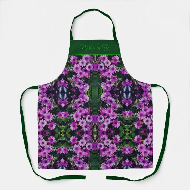 Purple African Daisy Flowers Art Personalized Apron (Front)