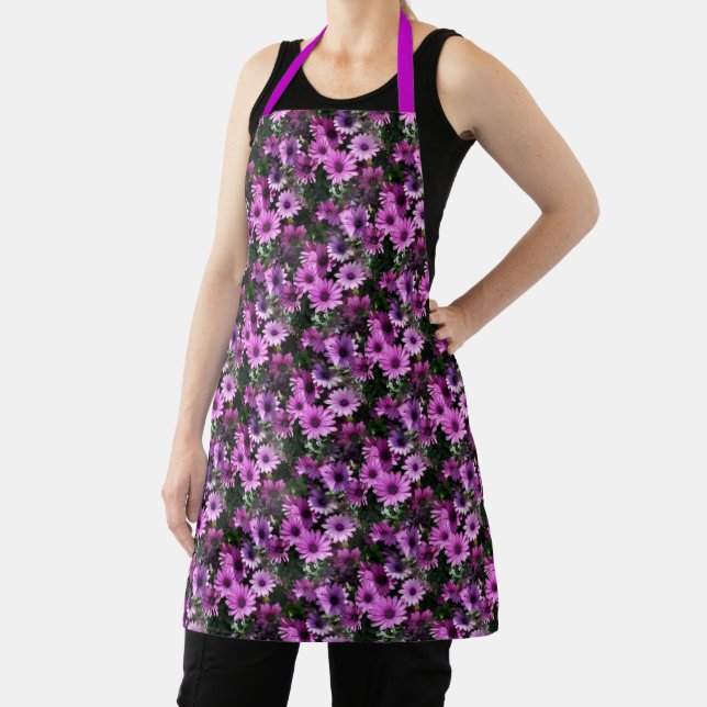Purple African Daisy Flowers Nature Pattern    Apron (Insitu)
