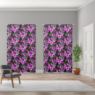 Purple African Daisy Flowers Nature Pattern Blackout Curtains