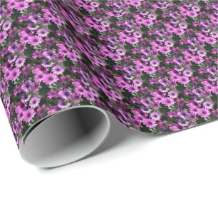 Purple African Daisy Flowers Nature Pattern Wrapping Paper