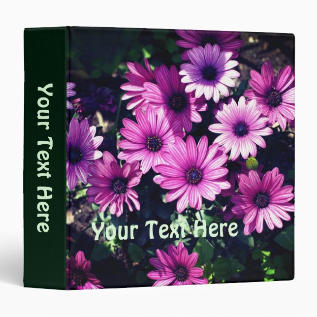 Purple African Daisy Flowers Personalized 3 Ring Binder (Front/Spine)