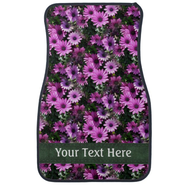 Purple African Daisy Flowers Personalized Car Mat (Front)