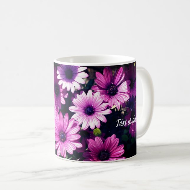 Purple African Daisy Flowers Personalized Coffee Mug (Front Right)