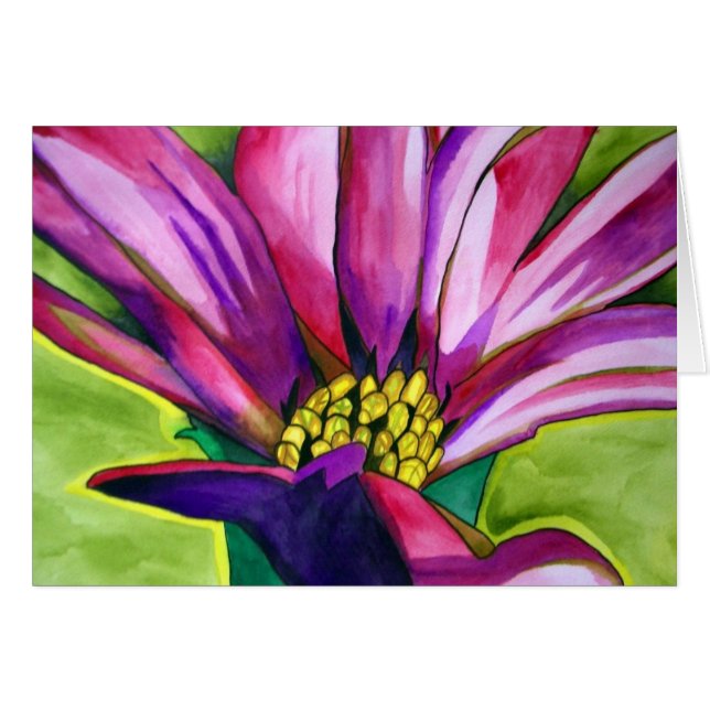 Purple African Daisy watercolor art flower (Front Horizontal)