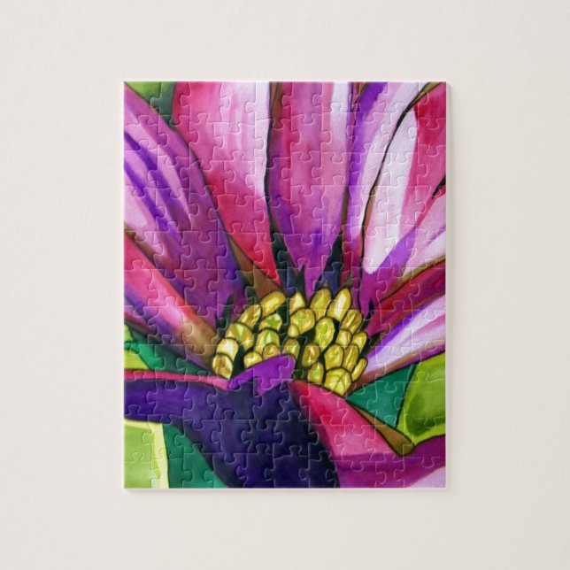 Purple African Daisy watercolor art flower Jigsaw Puzzle (Vertical)