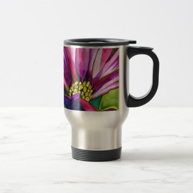 Purple African Daisy watercolor art flower Travel Mug (Right)
