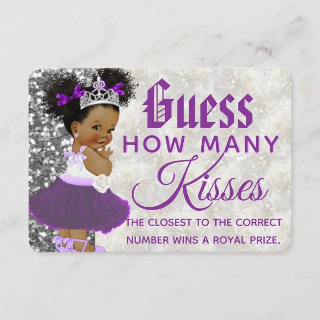 Purple African Princess| Guess How Many Game Enclosure Card (Front)