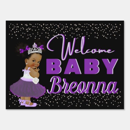 Purple African Princess Welcome Baby Sign