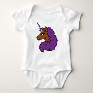 Purple Afro Unicorn Baby Bodysuit