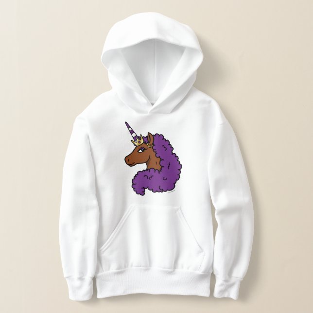 Purple Afro Unicorn Hoodie (Laydown)